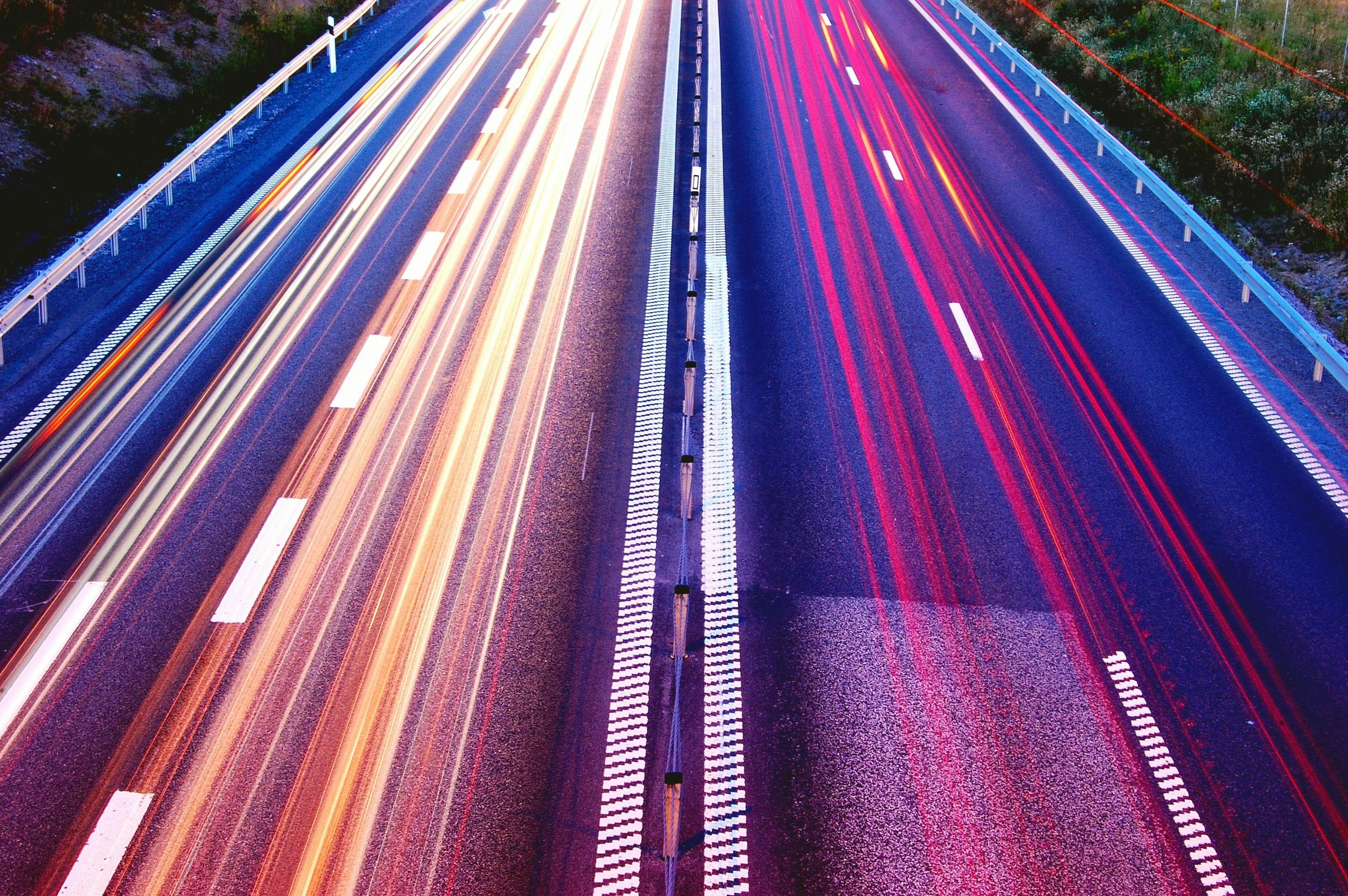 High-speed traffic lanes representing performance and throughput